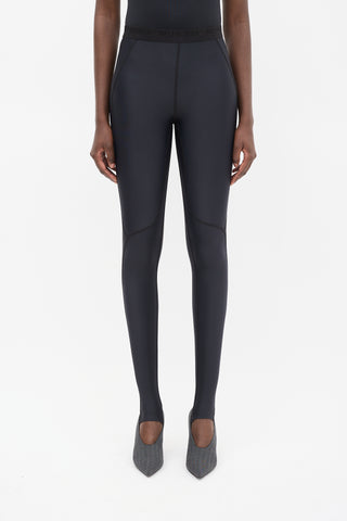 Balenciaga Black Logo Waist Stirrup Leggings