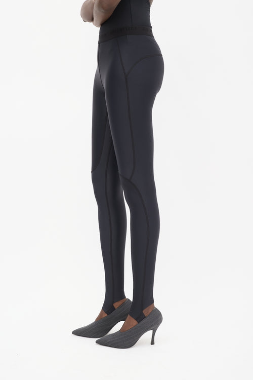 Balenciaga Black Logo Waist Stirrup Leggings