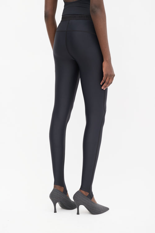 Balenciaga Black Logo Waist Stirrup Leggings