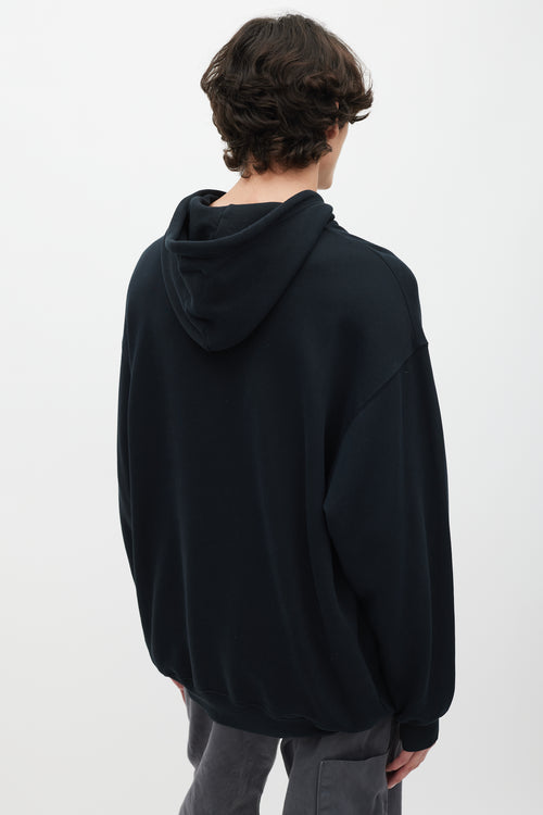 Balenciaga Black 
Multicolour Embroidered Logo Hoodie