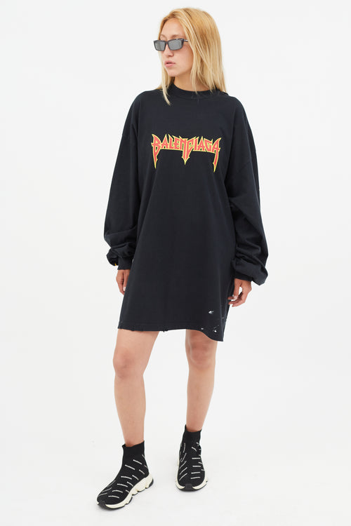 Balenciaga Black 
Multicolour Logo Distressed Top