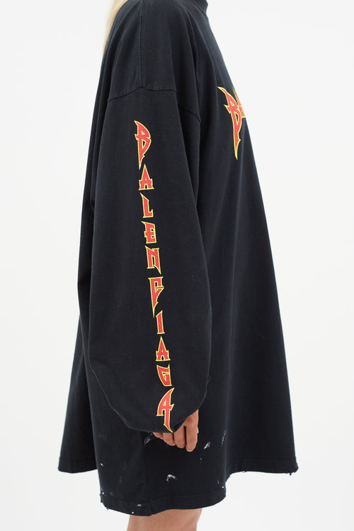 Balenciaga Black 
Multicolour Logo Distressed Top