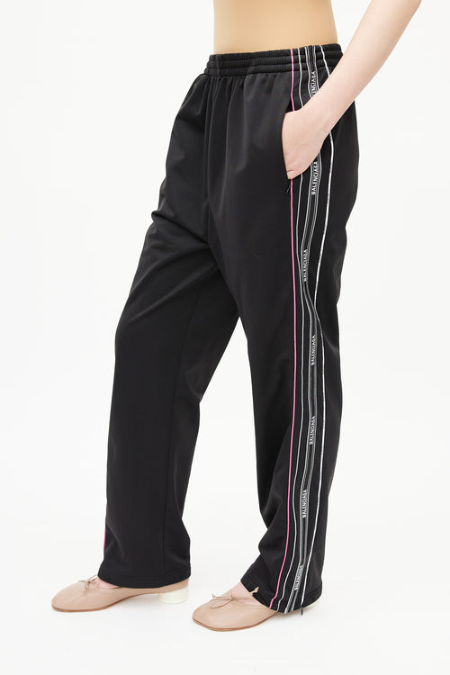 Balenciaga Black 
Multicolour Logo Track Pant