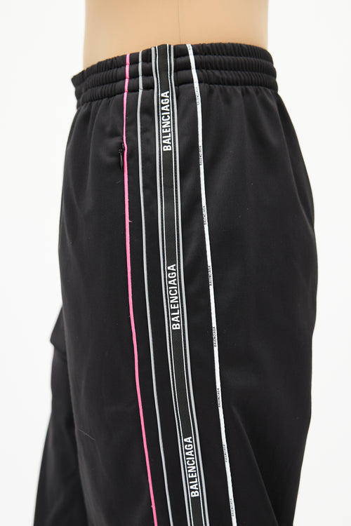 Balenciaga Black 
Multicolour Logo Track Pant