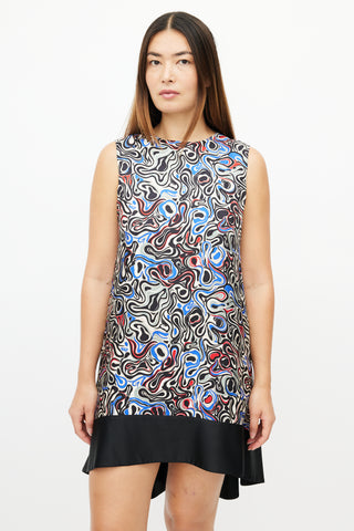 Balenciaga Black 
Multicolour Psychedelic Silk Dress