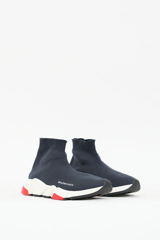 Balenciaga Black 
Red Speed Knit Sneaker