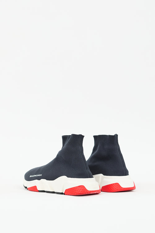 Balenciaga Black 
Red Speed Knit Sneaker