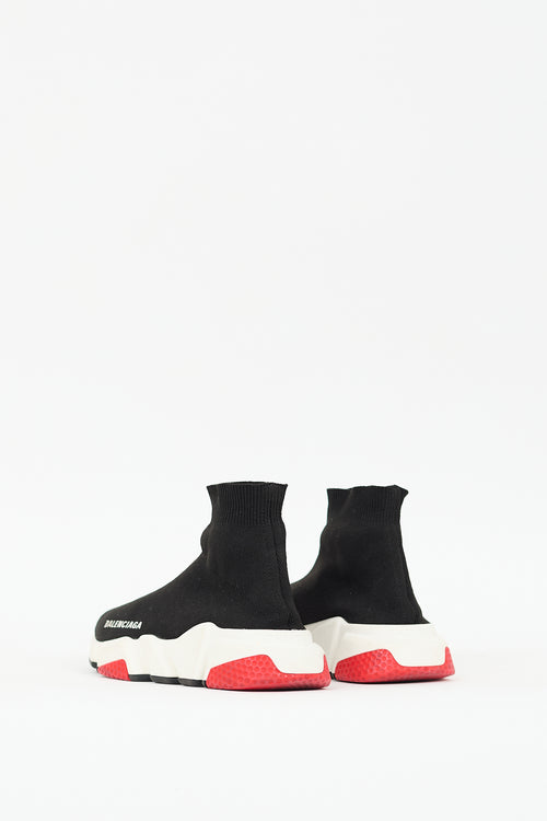 Balenciaga Black 
Red Speed Knit Sneaker