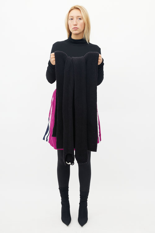 Balenciaga Black Ribbed Knit Shrug Scarf