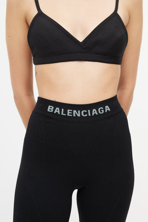 Balenciaga Black Ribbed Logo Legging