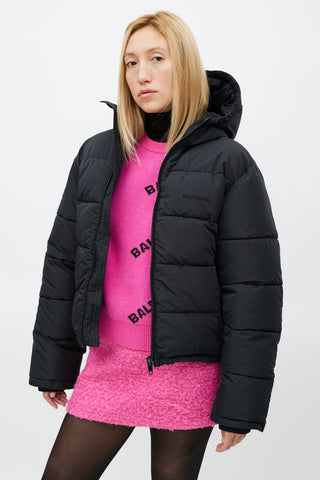 Balenciaga Black Ripstop Hooded Puffer Jacket