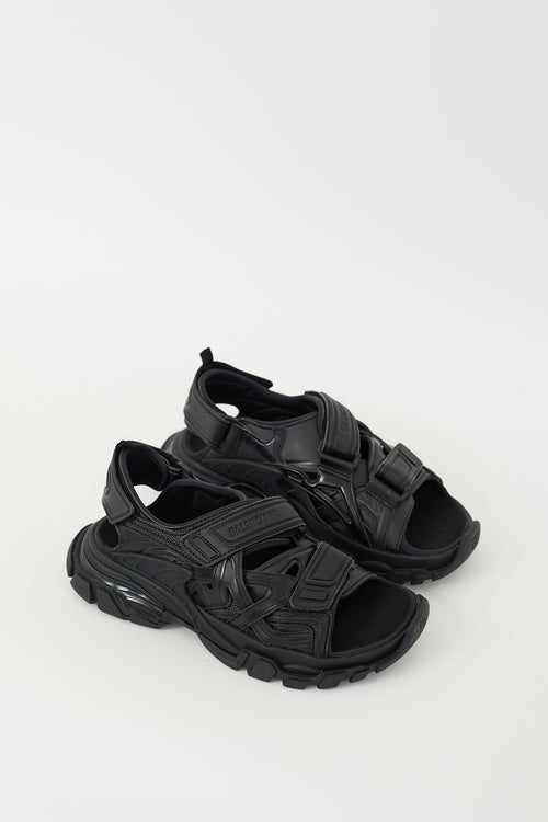 Balenciaga Black Rubber Track Strap Sandal