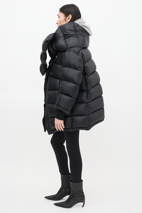 Balenciaga Black Quilted Logo Puffer Coat