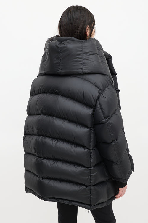 Balenciaga Black Quilted Logo Puffer Coat