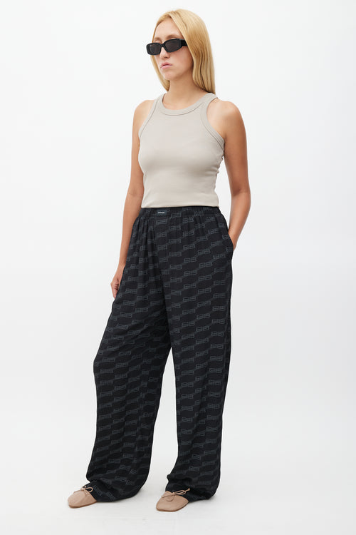 Balenciaga Black Silk Monogram BB Lounge Pant