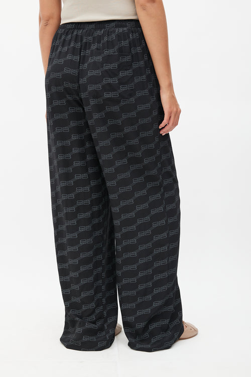 Balenciaga Black Silk Monogram BB Lounge Pant