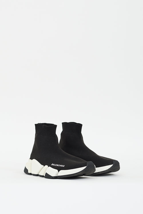 Balenciaga Black 
White Speed Knit Sneaker