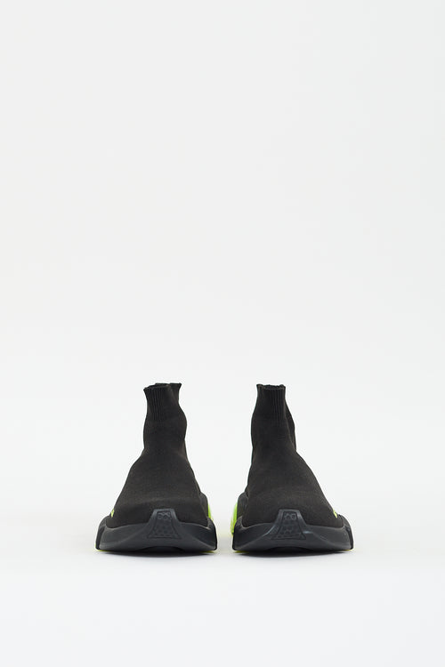 Balenciaga Black 
Neon Yellow Speed Knit Sneaker