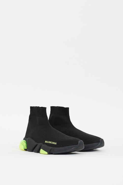 Balenciaga Black 
Neon Yellow Speed Knit Sneaker