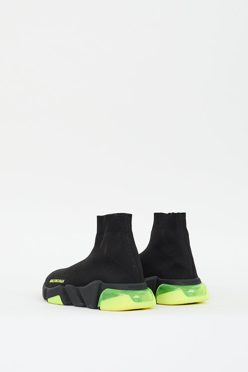 Balenciaga Black 
Neon Yellow Speed Knit Sneaker