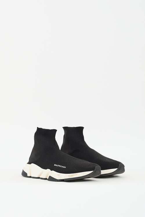 Balenciaga Black 
White Speed Knit Sneaker