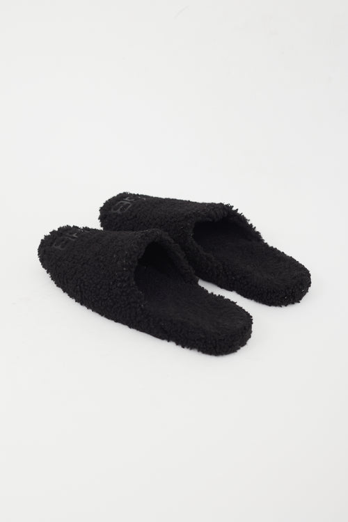 Balenciaga Black Terry BB Logo Slipper