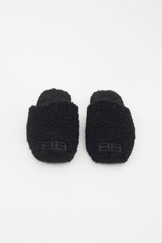 Balenciaga Black Terry BB Logo Slipper