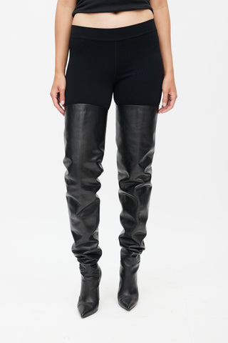 Balenciaga Black Leather Over The Knee Boot