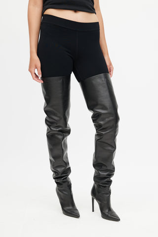 Balenciaga Black Leather Over The Knee Boot