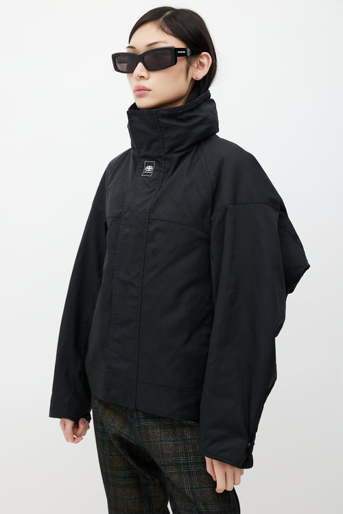 Balenciaga Black Upside Down Technical Hooded Jacket