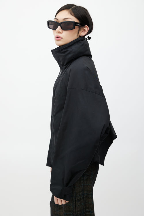 Balenciaga Black Upside Down Technical Hooded Jacket