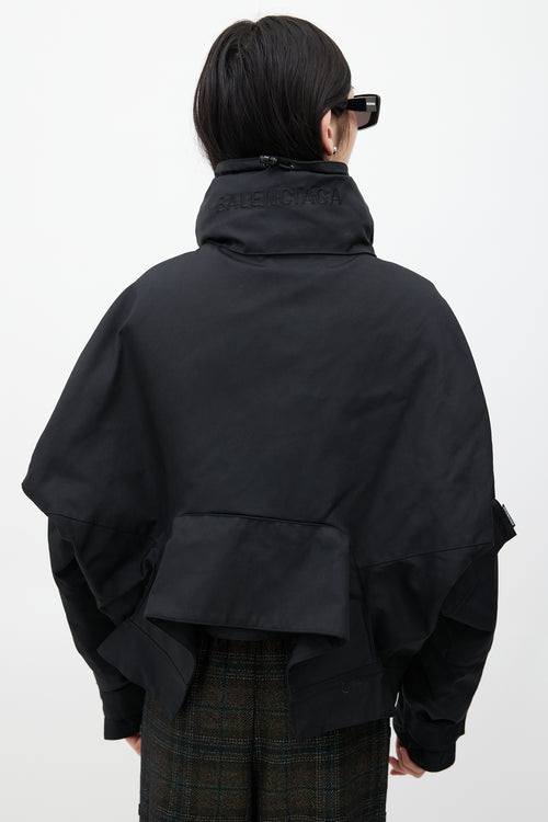 Balenciaga Black Upside Down Technical Hooded Jacket