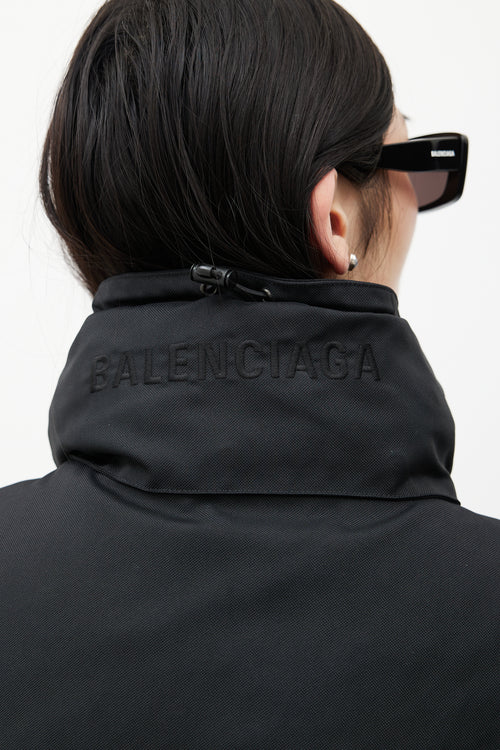 Balenciaga Black Upside Down Technical Hooded Jacket