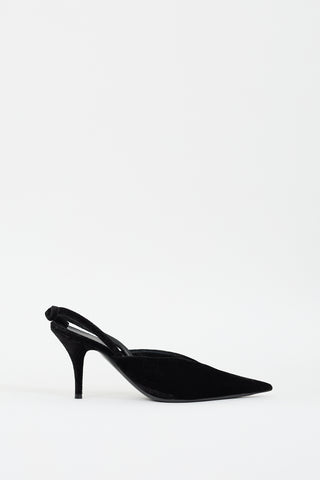 Balenciaga Black Velvet Bow Slingback Pump