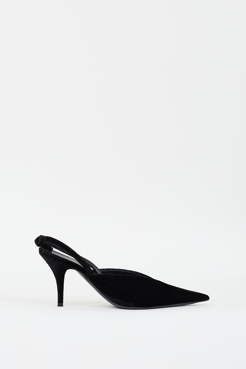 Balenciaga Black Velvet Bow Slingback Pump