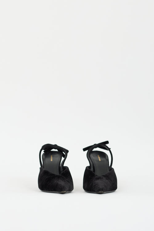 Balenciaga Black Velvet Bow Slingback Pump