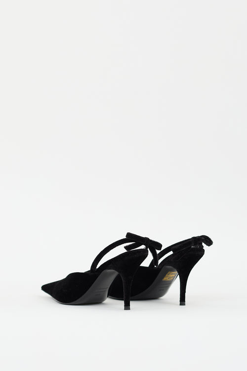 Balenciaga Black Velvet Bow Slingback Pump