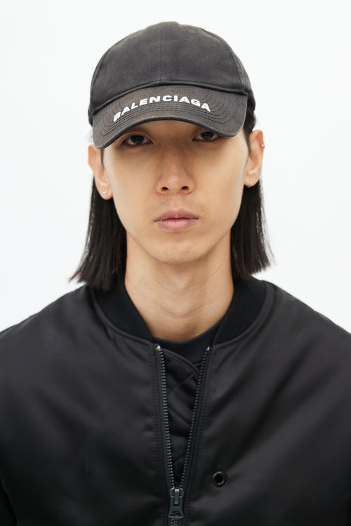 Balenciaga Black Brim Logo Hat