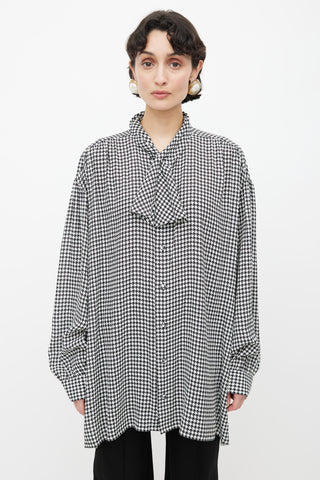 Balenciaga Black 
White Houndstooth Blouse