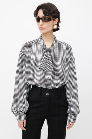 Balenciaga Black 
White Houndstooth Blouse