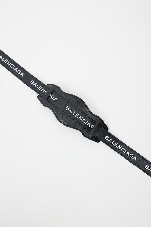 Balenciaga Black 
White Logo Bag Strap