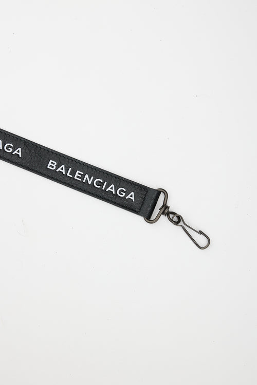 Balenciaga Black 
White Logo Bag Strap