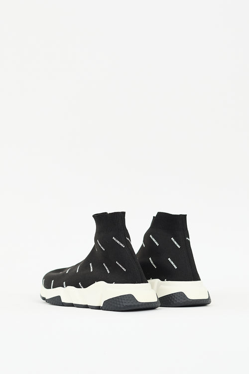 Balenciaga Black 
White Monogram Speed Knit Sneaker