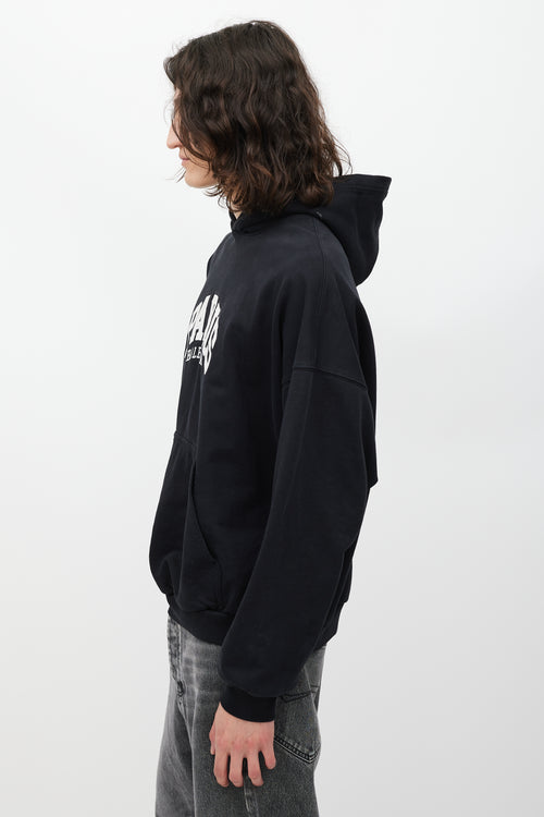 Balenciaga Black 
White Paris Logo Hoodie