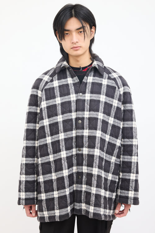 Balenciaga Black 
White Quilted Plaid Jacket