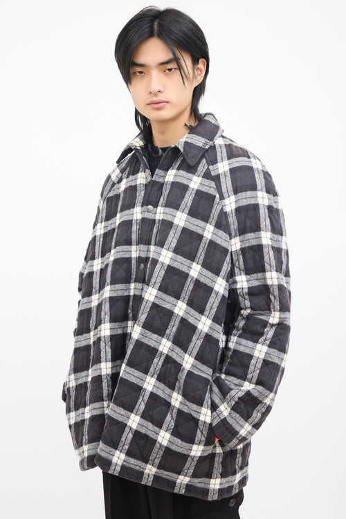 Balenciaga Black 
White Quilted Plaid Jacket