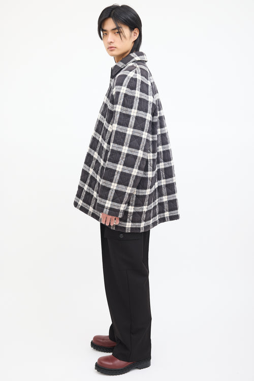 Balenciaga Black 
White Quilted Plaid Jacket