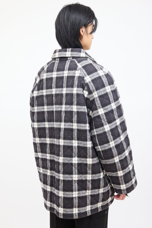 Balenciaga Black 
White Quilted Plaid Jacket