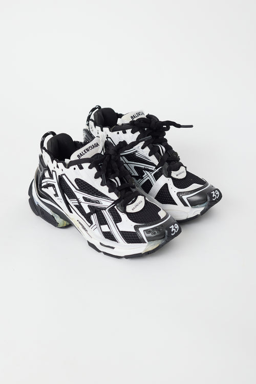 Balenciaga Black 
White Runner Sneaker