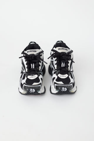 Balenciaga Black 
White Runner Sneaker